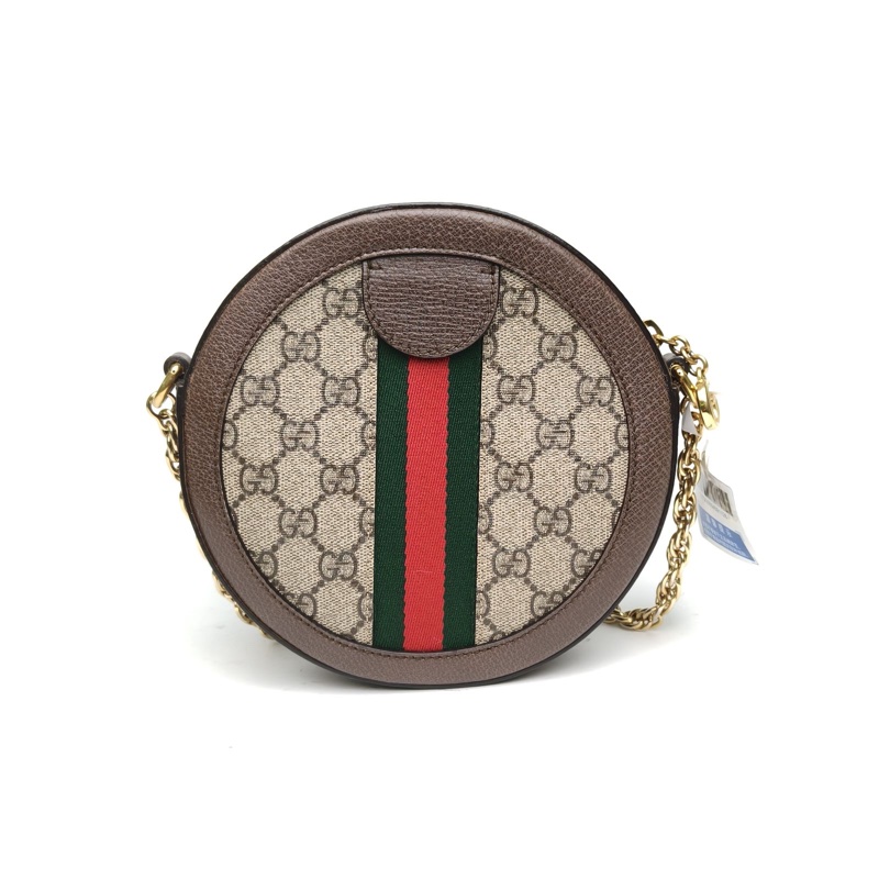 GUCCI Ophidia圓餅包斜挎包18烏木色PVC金扣-2