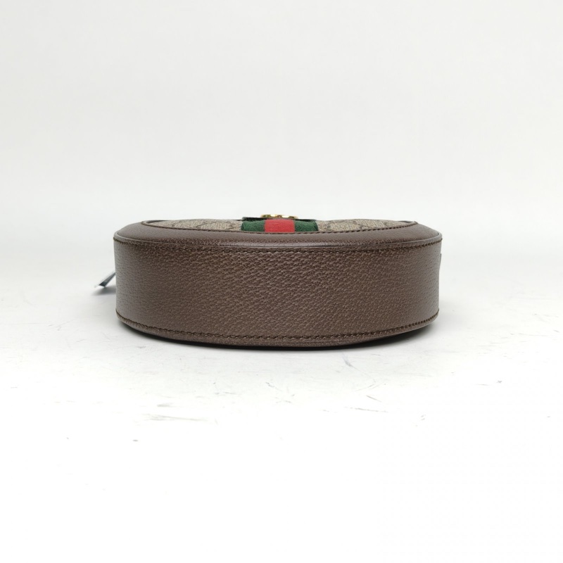 GUCCI Ophidia圓餅包斜挎包18烏木色PVC金扣-3