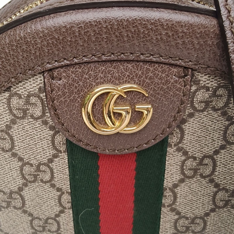 GUCCI Ophidia圓餅包斜挎包18烏木色PVC金扣-4
