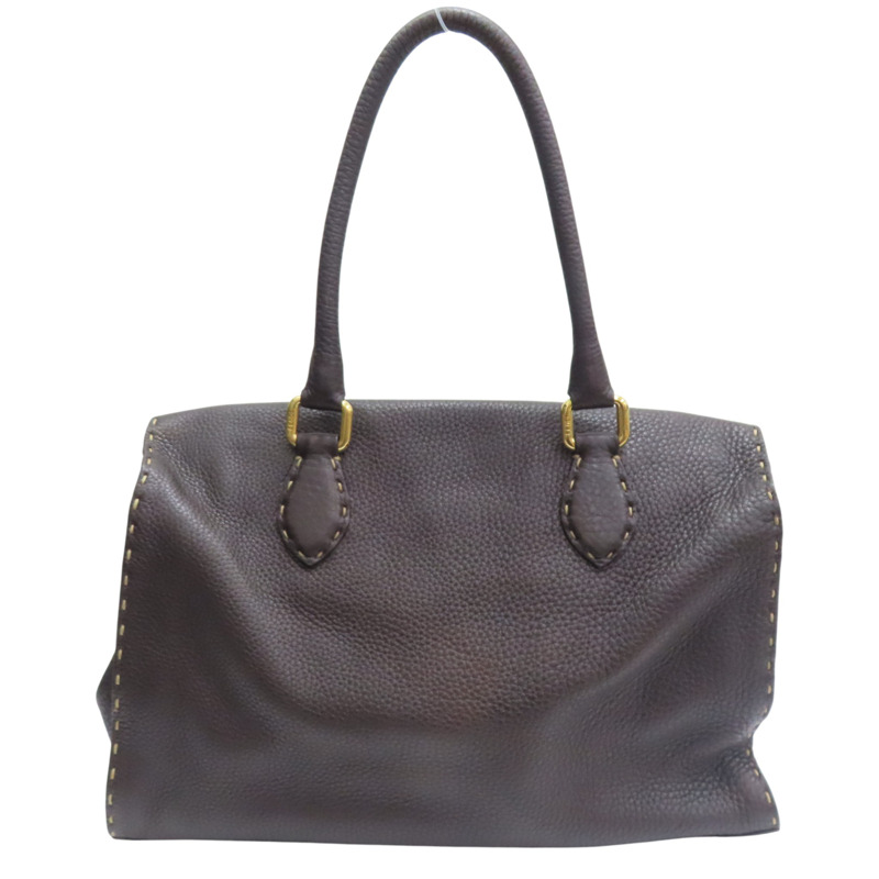 棕色 Selleria 牛皮 手提包【FENDI 芬迪】 8BN218-1