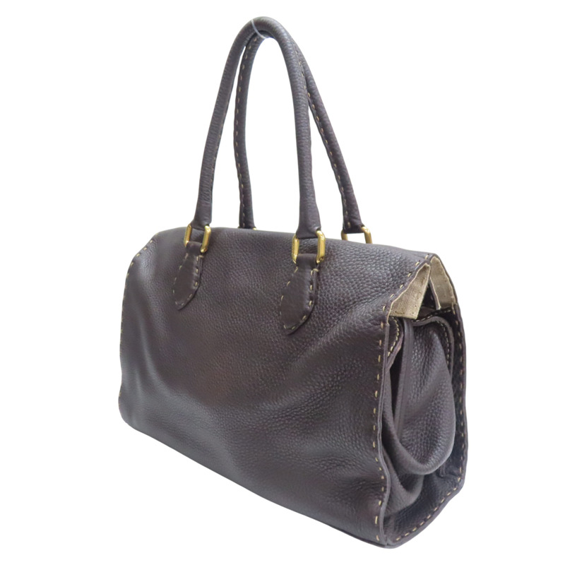 棕色 Selleria 牛皮 手提包【FENDI 芬迪】 8BN218-2
