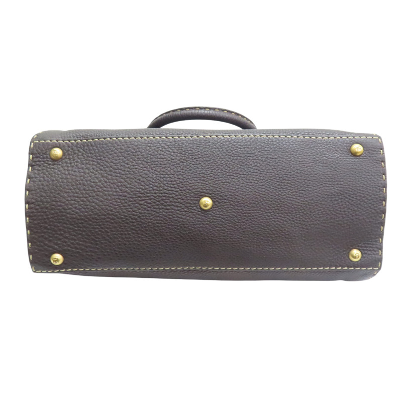 棕色 Selleria 牛皮 手提包【FENDI 芬迪】 8BN218-3