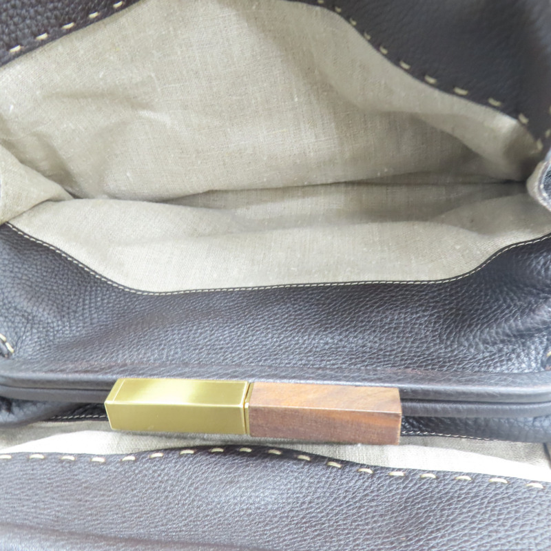 棕色 Selleria 牛皮 手提包【FENDI 芬迪】 8BN218-5