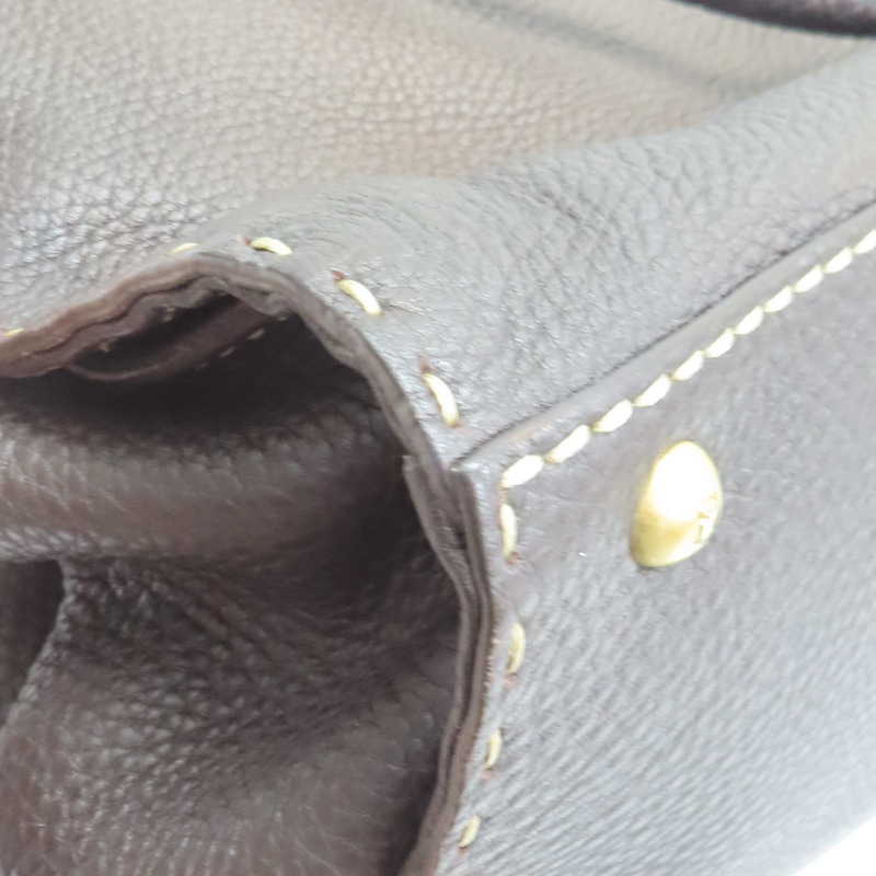 棕色 Selleria 牛皮 手提包【FENDI 芬迪】 8BN218-13