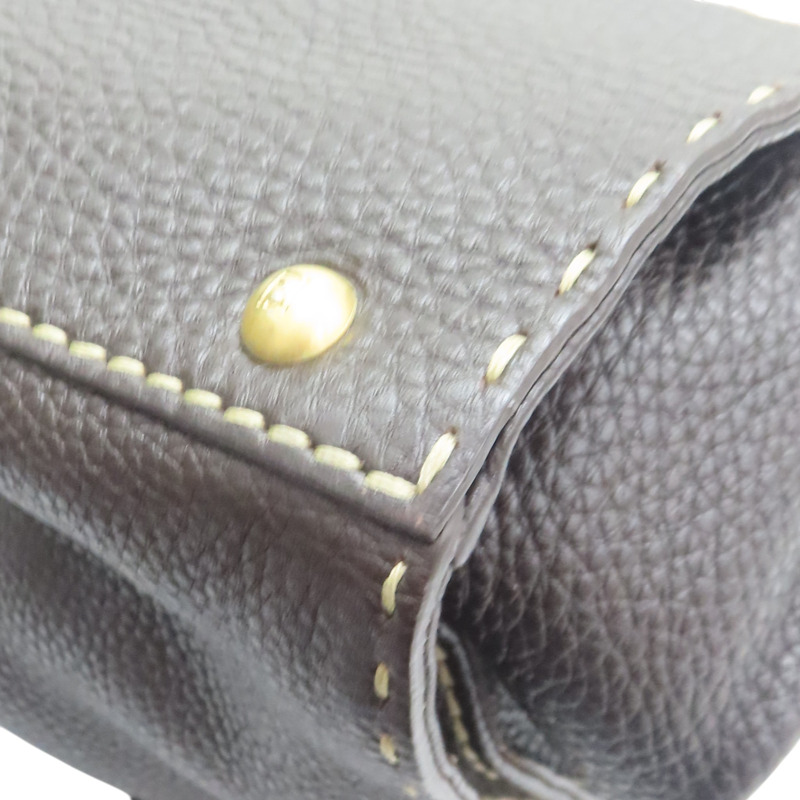 棕色 Selleria 牛皮 手提包【FENDI 芬迪】 8BN218-15
