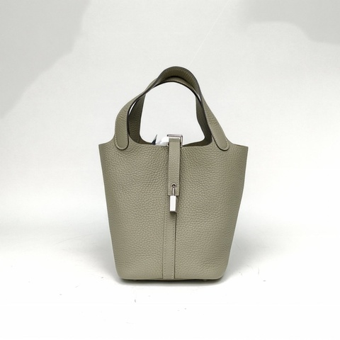 HERMES Picotin18菜籃子鼠尾草綠TC皮B刻銀扣