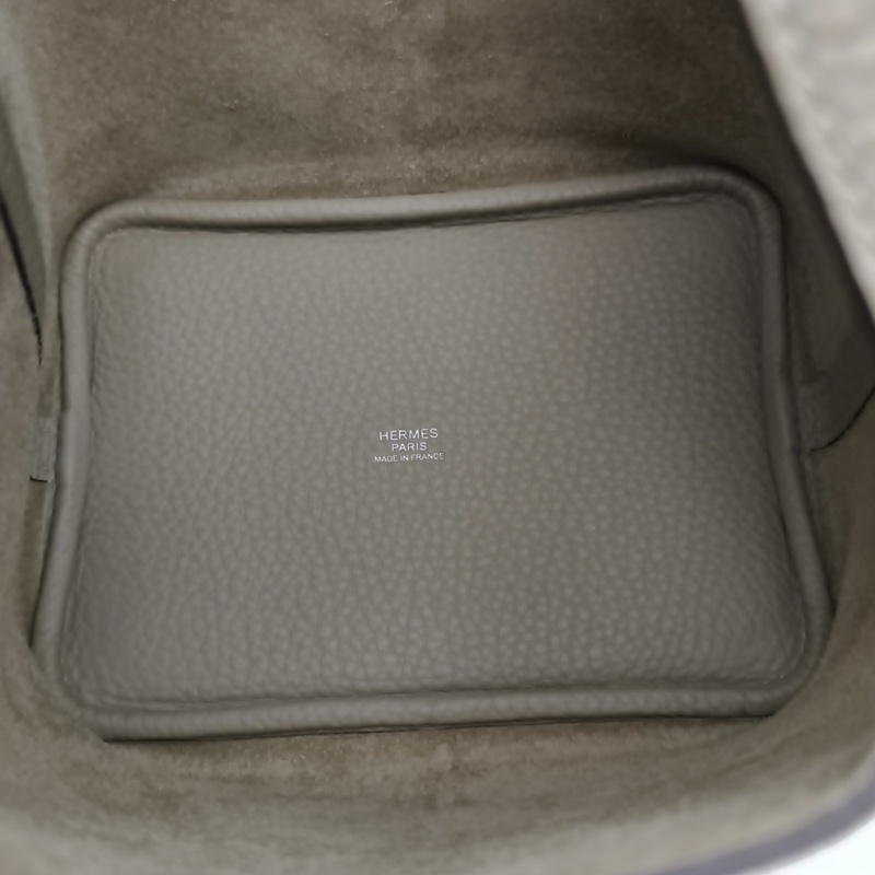 HERMES Picotin18菜籃子鼠尾草綠TC皮B刻銀扣-5