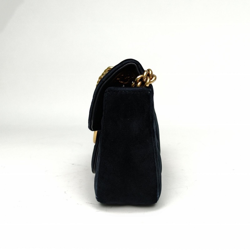 GUCCI GGMarmont肩背包Mini22黑色天鵝絨金扣-1