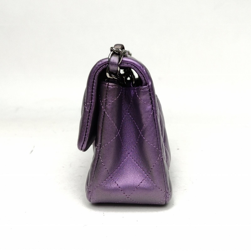 CHANEL CF口蓋包大Mini20cm紫色羊皮24開鎢鋼扣-1