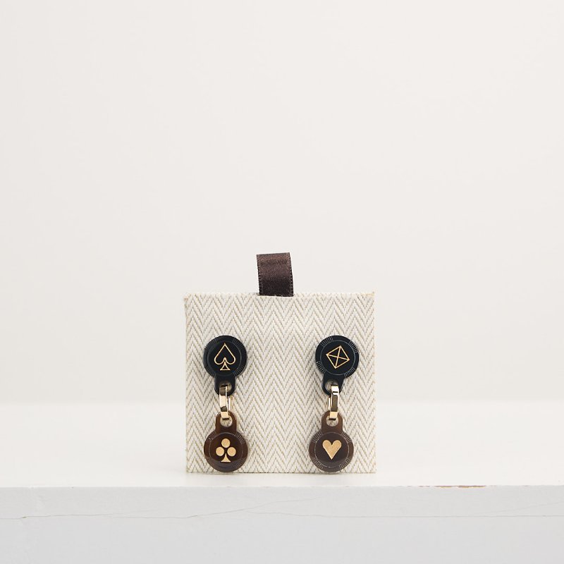 Hermès 水牛角撲克符號耳環-0