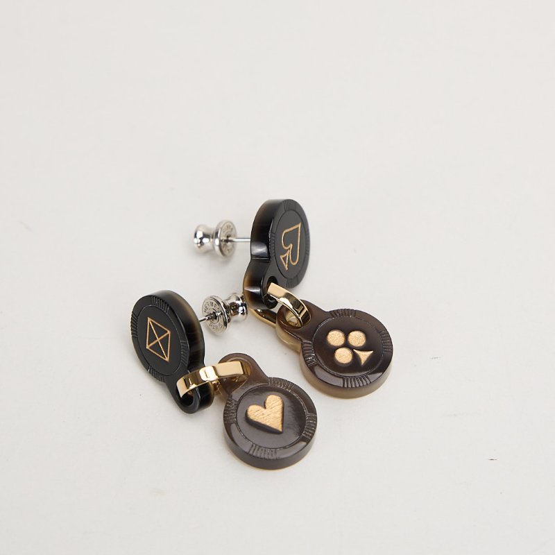 Hermès 水牛角撲克符號耳環-4