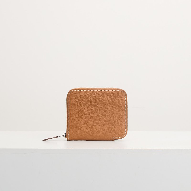 二手Hermès 絲巾短夾/金棕 招財黃-0