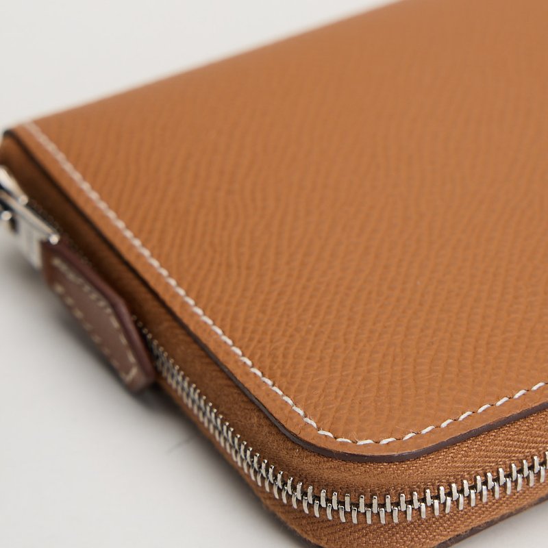 二手Hermès 絲巾短夾/金棕 招財黃-5