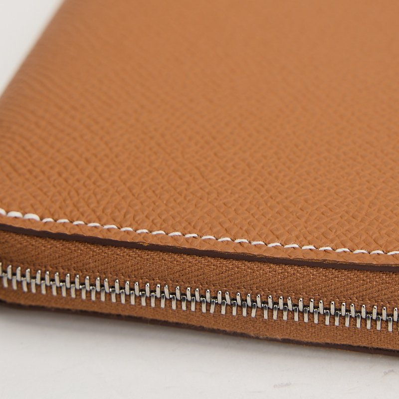 二手Hermès 絲巾短夾/金棕 招財黃-7