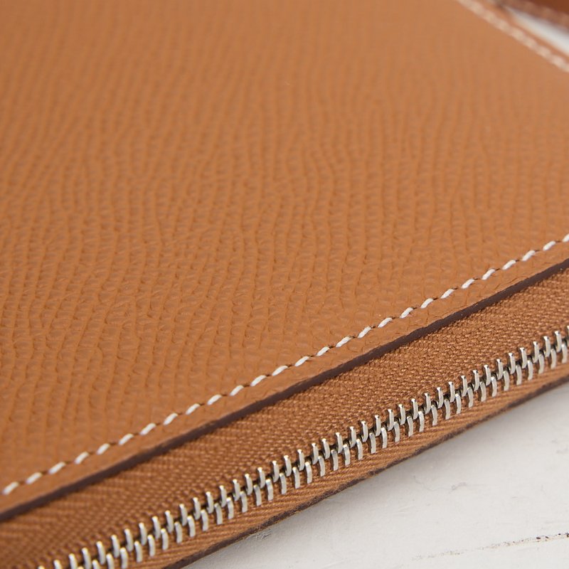 二手Hermès 絲巾短夾/金棕 招財黃-8