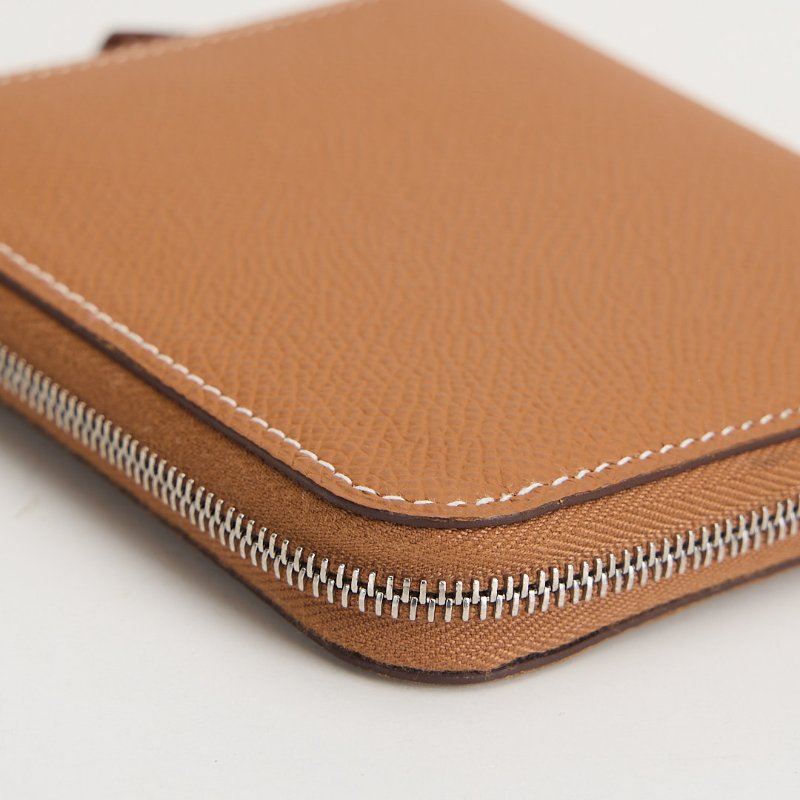 二手Hermès 絲巾短夾/金棕 招財黃-11