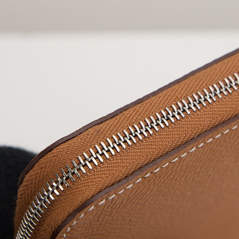 二手Hermès 絲巾短夾/金棕 招財黃-12