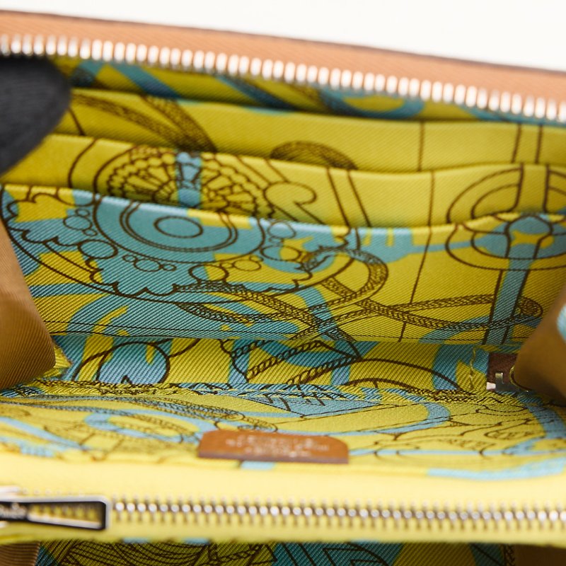 二手Hermès 絲巾短夾/金棕 招財黃-16