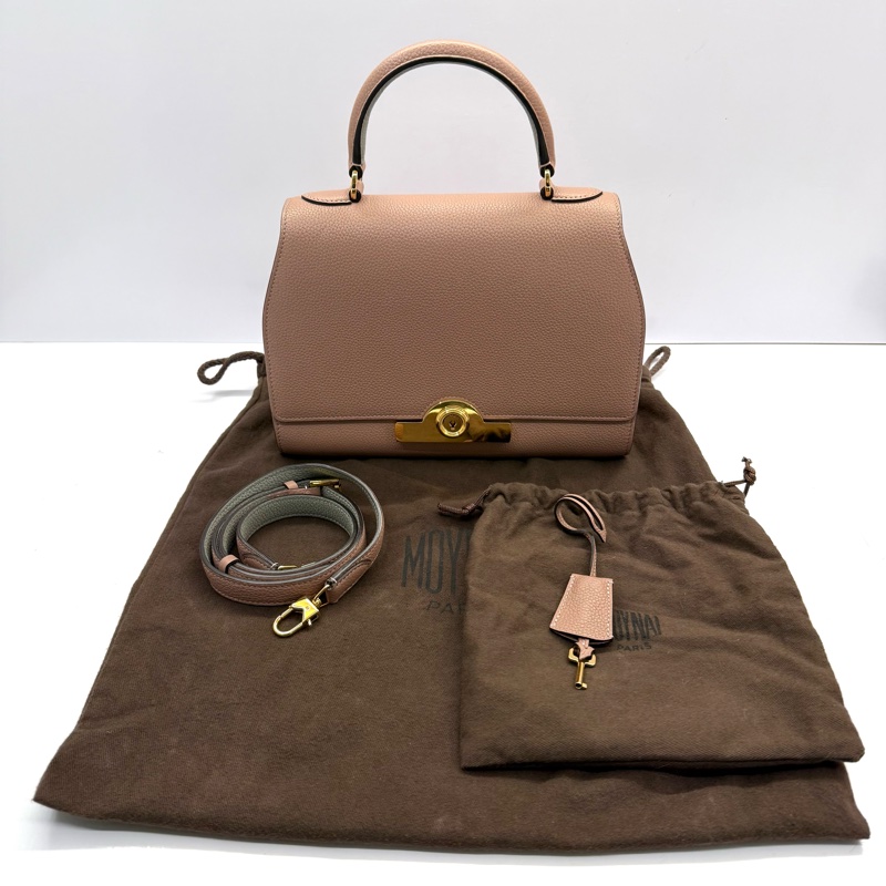 MOYNAT 藕粉色牛皮手提斜背2WAYS包 REJANE（有燙印字母）-2