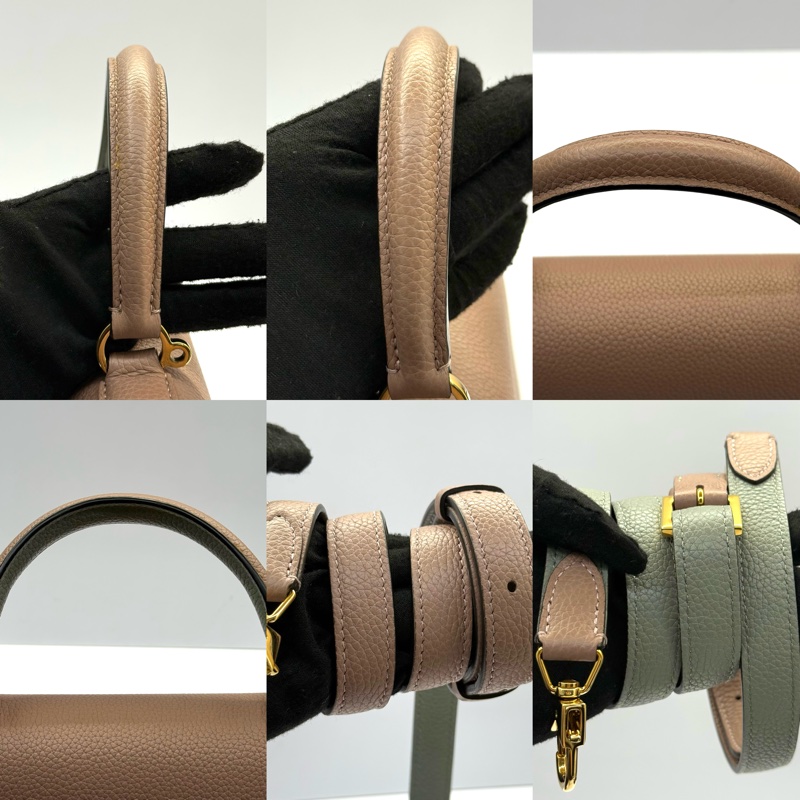 MOYNAT 藕粉色牛皮手提斜背2WAYS包 REJANE（有燙印字母）-6