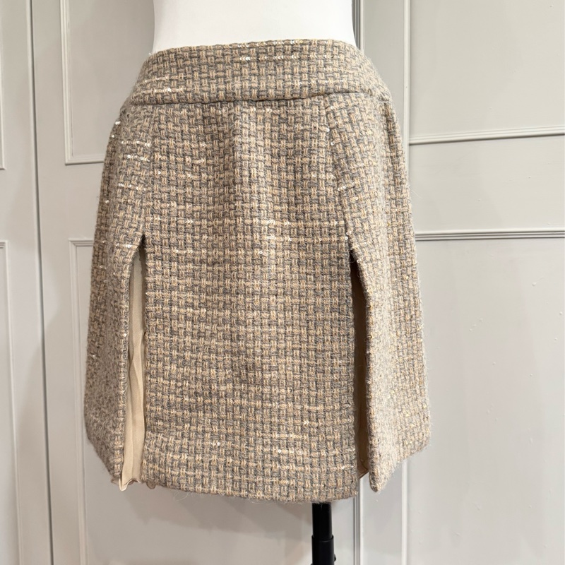 《新歡舊愛》近新CHANEL香奈兒毛呢亮片可愛短裙40/M-0