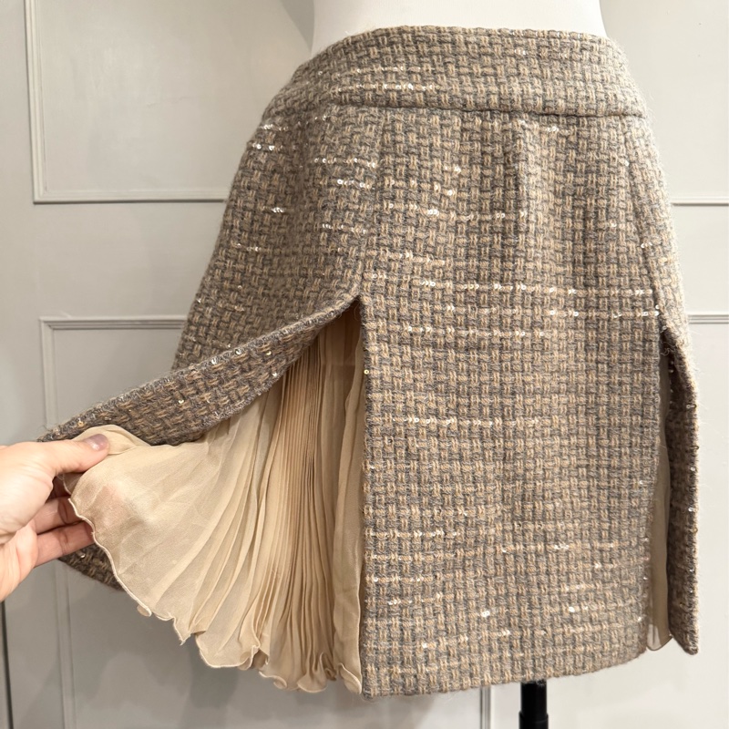 《新歡舊愛》近新CHANEL香奈兒毛呢亮片可愛短裙40/M-1