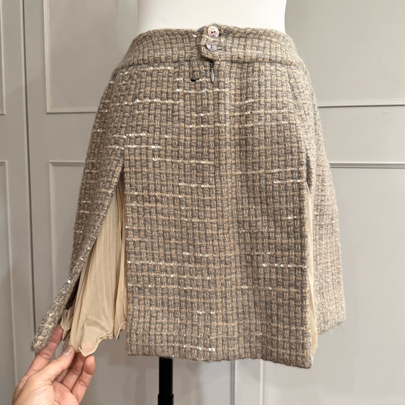 《新歡舊愛》近新CHANEL香奈兒毛呢亮片可愛短裙40/M-4