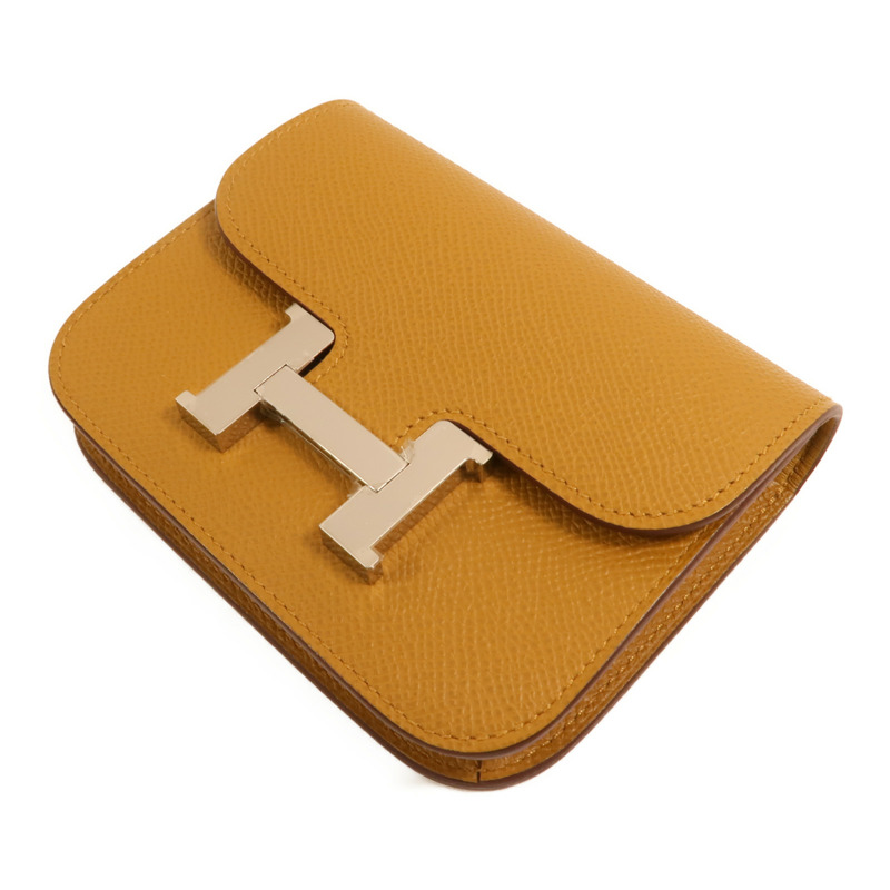 HERMES Epsom皮革Constance Slim Wallet銀扣錢包Chai-3