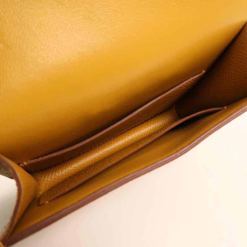 HERMES Epsom皮革Constance Slim Wallet銀扣錢包Chai-6