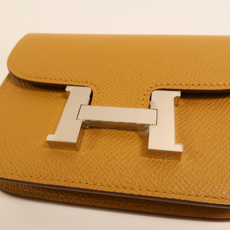 HERMES Epsom皮革Constance Slim Wallet銀扣錢包Chai-9