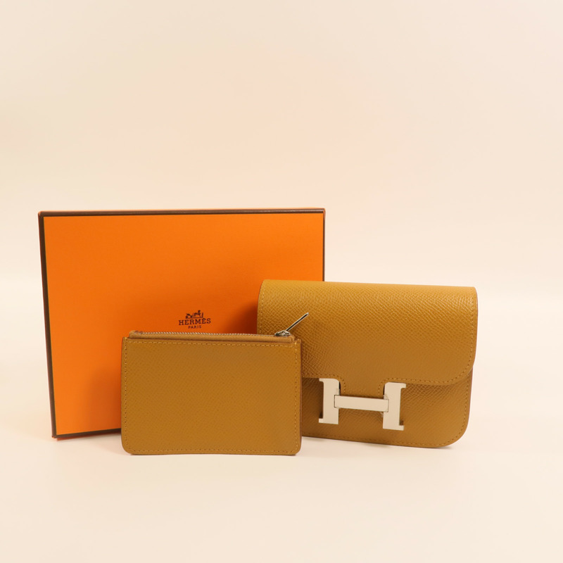 HERMES Epsom皮革Constance Slim Wallet銀扣錢包Chai-12