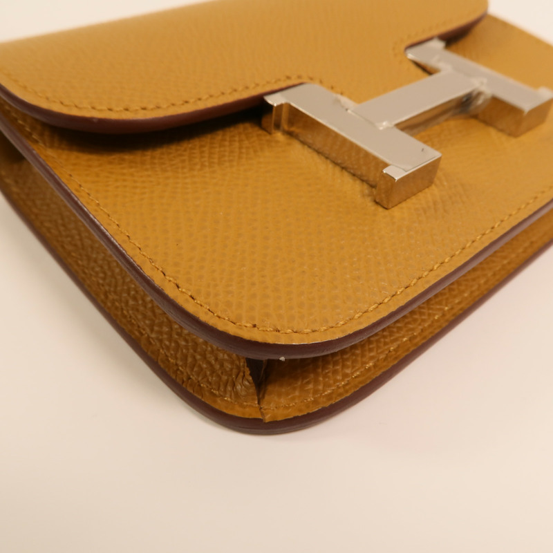 HERMES Epsom皮革Constance Slim Wallet銀扣錢包Chai-15