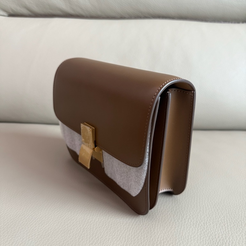 「M.Y精品」 Ce_line box 豆腐包 小號 classic 焦糖色-11