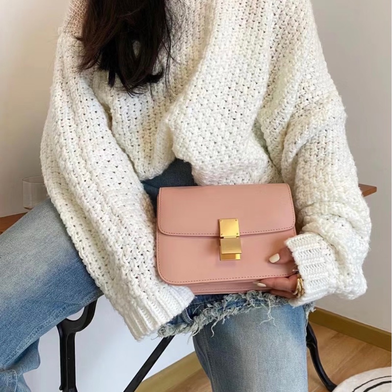 「M.Y精品」 Ce_line box 中號 豆腐包 classic 古典玫瑰粉-0