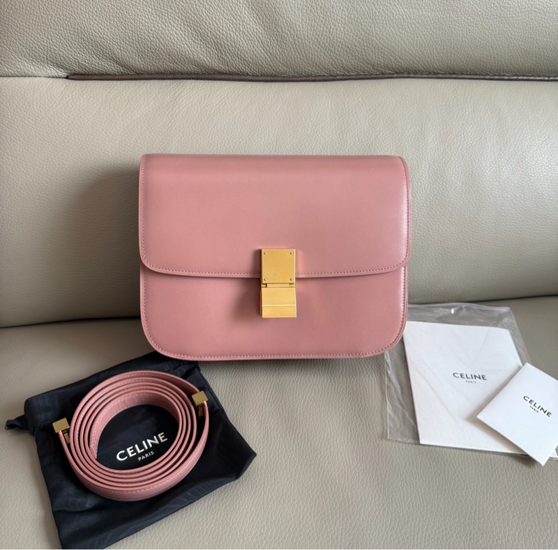 「M.Y精品」 Ce_line box 中號 豆腐包 classic 古典玫瑰粉-1