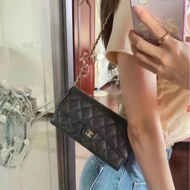 「M.Y精品」 Chanel 小香 荔枝牛皮 掀蓋長夾-2