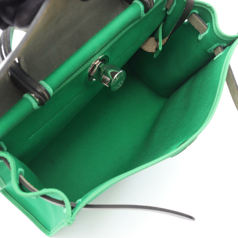 愛馬仕 Herbag Zip PM 單肩手提包,帆布皮革,黑色竹節紋飾,SHW 二手-2