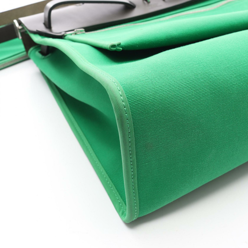 愛馬仕 Herbag Zip PM 單肩手提包,帆布皮革,黑色竹節紋飾,SHW 二手-6