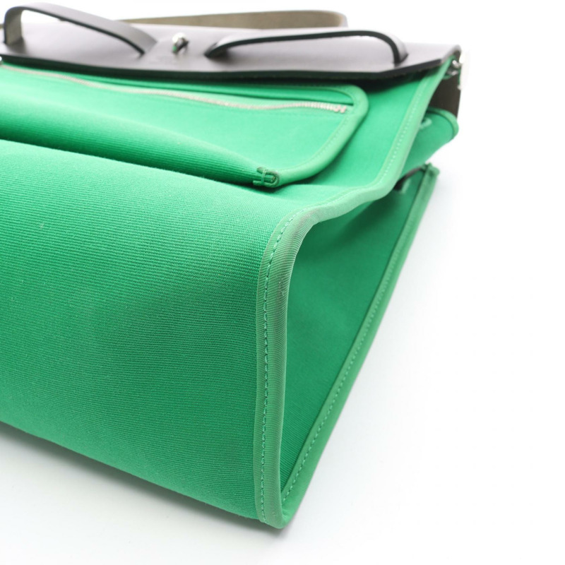 愛馬仕 Herbag Zip PM 單肩手提包,帆布皮革,黑色竹節紋飾,SHW 二手-7