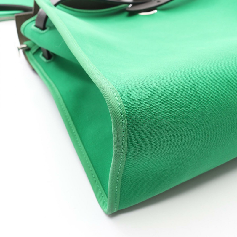 愛馬仕 Herbag Zip PM 單肩手提包,帆布皮革,黑色竹節紋飾,SHW 二手-10