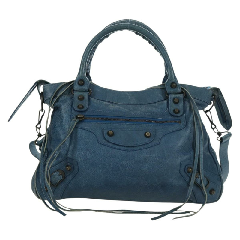 【日本直送】BALENCIAGA The Town 手提包 皮革 2way 藍色 240579 Auth am11151V-12