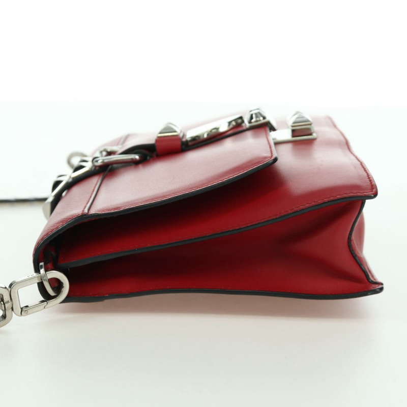 【日本直送】PRADA Electra鉚釘鏈條單肩包，皮革材質，紅色銀色，正品 am11175V-2