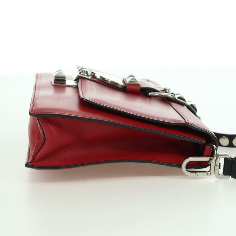 【日本直送】PRADA Electra鉚釘鏈條單肩包，皮革材質，紅色銀色，正品 am11175V-3