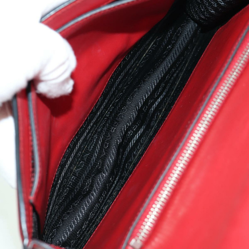 【日本直送】PRADA Electra鉚釘鏈條單肩包，皮革材質，紅色銀色，正品 am11175V-10