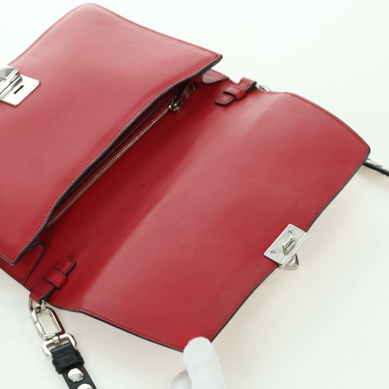 【日本直送】PRADA Electra鉚釘鏈條單肩包，皮革材質，紅色銀色，正品 am11175V-19