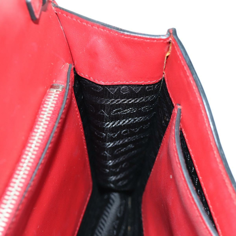 【日本直送】PRADA Electra鉚釘鏈條單肩包，皮革材質，紅色銀色，正品 am11175V-22