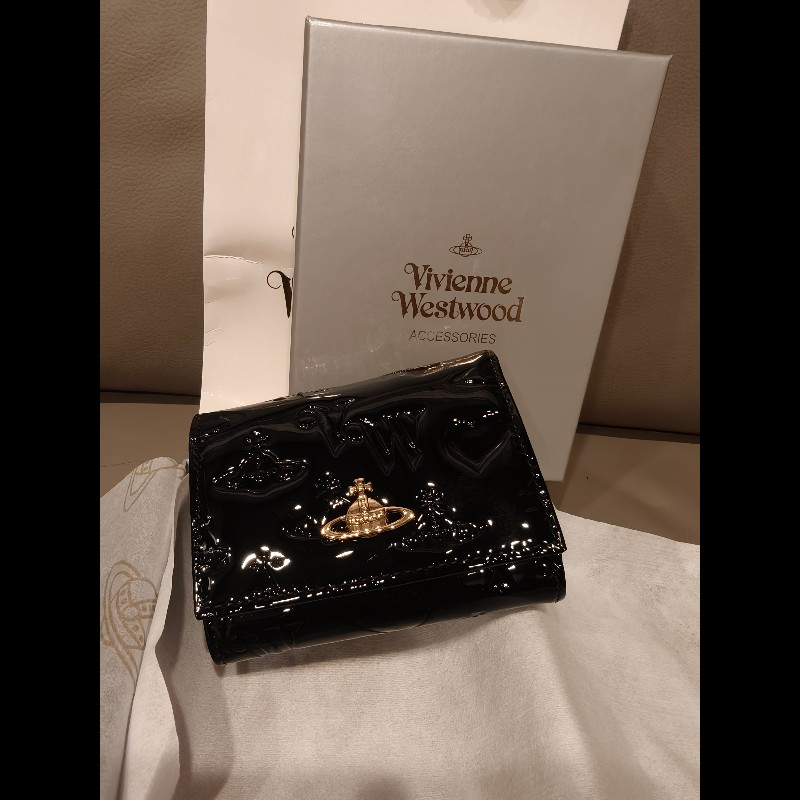 全新國外帶回未使用 Vivienne Westwood 迷你皮夾,黑色-0