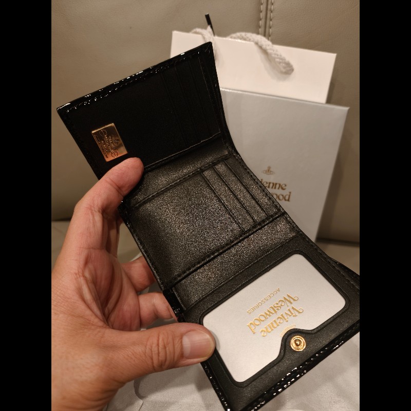 全新國外帶回未使用 Vivienne Westwood 迷你皮夾,黑色-2