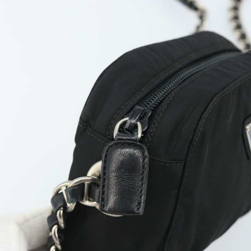 【日本直送】PRADA 尼龍黑色金色鏈條單肩包 正品 SW2325A-8