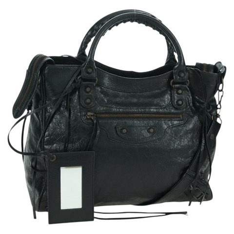BALENCIAGA 經典 Vero 手提包 黑色真皮 235216 正品 yk20197SAV
